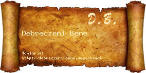 Debreczeni Bene névjegykártya